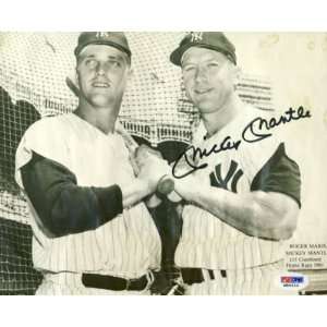 MICKEY MANTLE w/ R. MARIS SIGNED MAGAZINE PAGE PSA/DNA   Autographed 