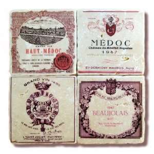  Wine Label Coasters Stone Coasters French Red Kitchen 