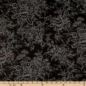   Wide Cambridge Square Floral Enchantment Black/Grey Fabric By The Yard