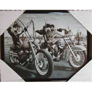  Bugs Bunny & Tazmanian Devil on Motorcycles   Framed 8 x 10 Picture 
