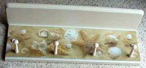 sand dollar seashell starfish wall shelf coat rack  