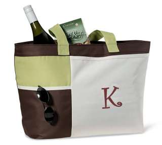 PERSONALIZED Insulated Cooler Tote Bag brown green NEW!  
