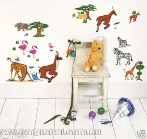 AFRICA SAFARI Kids Wall sticker for Kids room or Nursery, 11 Animals 