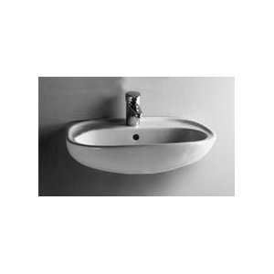  21 Normus Oval Wall Mount Sink   4 Centers   White