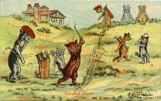 Louis Wain Cats Playing Golf Vintage Image Magnet  