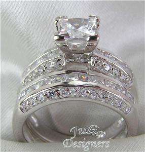Platinum ep! 2.53ct Princess Cut Wedding Ring Set  