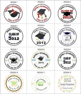 72 round graduation labels 1.67 stickers party favors  