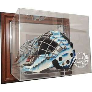  New York Islanders Goalie Mask Case Up Display Case, Brown 