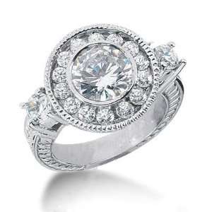  Lovely Antique Round Diamond Ring in Platinum Jewelry