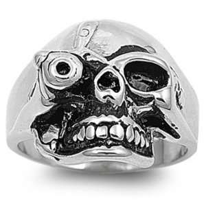    Stainless Steel Skull Biker Casting Ring   Size 14 Jewelry