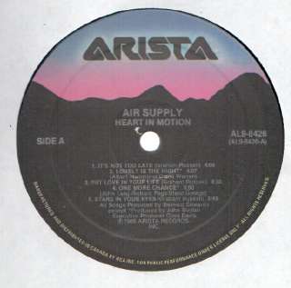 Air Supply Hearts In Motion LP NM Canada Arista  