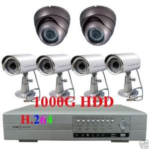 : cctv h.264 network dvr 1tb 6 ccd camera security system remote view 