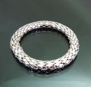 Vintage St Simple Casual Mesh Bangle Silver tone Spring inside 8inch 