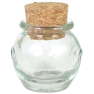  Clear Recycled Glass Honey Pot 1 Oz with Cork Tops 