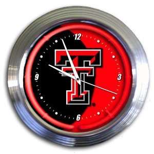 Texas Tech Red Raiders College 14 Chrome Neon Clock (NEW!)