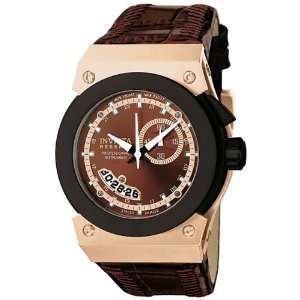 Invicta Akula 18K Rose Gold Plated S.S. Brown Dial Brown Leather Watch 
