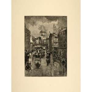 1893 Print St. Pauls Victorian London Street J. Pennell 