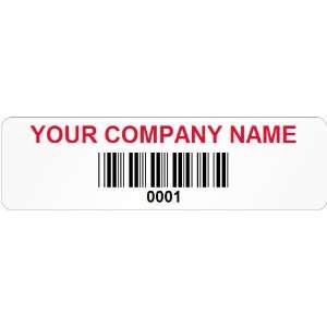  Custom Asset Label With Barcode, 0.5 x 1.75 Tamperproof 