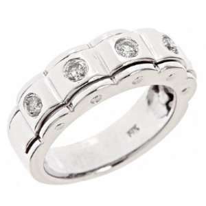 14k White Gold Bezel Set Diamond Wedding Anniversary Band Ring 5 (0.4 