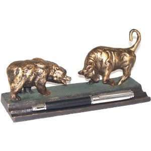  Bull and Bear Double Pen Holder, tarnish proof, R21X: Home 