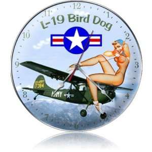   19 Bird Dog Pinup Girls Clock   Garage Art Signs