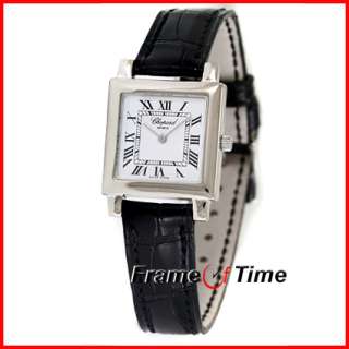 Chopard Vintage Ladies 18K White Gold Black Strap Watch  