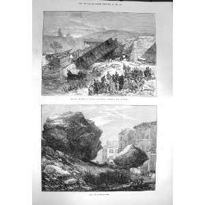   1872 Railway Train Crash Antibes France Fall Rock Nice