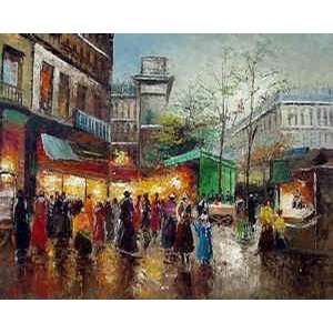 Fine Oil Painting, Paris Street SP17 24x36 Home 