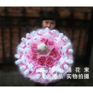  bouquets toys 1pc big size +11 heart rabbit +7 pink rose 