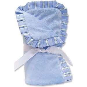  Receiving Blanket   Blue Velour w/ Caterpillar stripe 