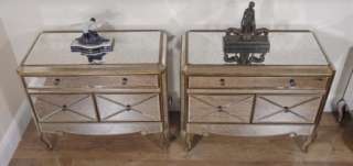 PR FUNKY ART DECO MIRRORED BEDSIDE CHEST DRAWERS TABLE  