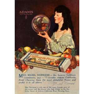 1919 Ad Mabel Normand Goldwyn Comedienne Adams Fruit Chewing Gum 