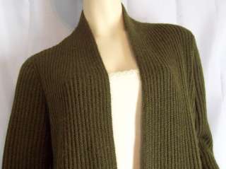 EILEEN FISHER Dark Green Alpaca Silk Cardigan Sweater PL Petite Large 