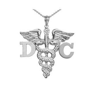 NursingPin   Doctor of Chiropractic Medicine DC Necklace with Diamond 