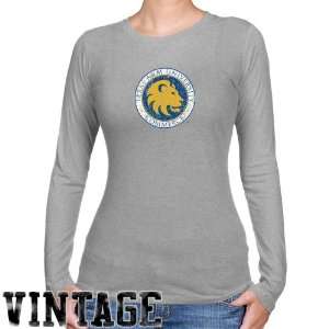 Texas A & M Commerce Lions Ladies Ash Distressed Logo Vintage Long 