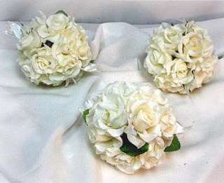   IVORY CREAM Pew Bow Wedding Silk Flower Girl Pomander NEW!  