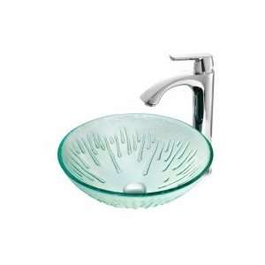  Vigo Industries Icicles Glass Vessel Sink and Faucet Set 