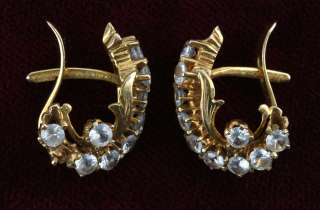   Diamond & Gold Earrings   American 1890s   Art Nouveau   22kt