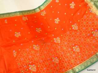Indian Art Silk Taffeta Sari saree Curtain Fabric Orang  