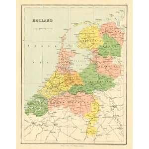  Bartholomew 1858 Antique Physical Map of Holland