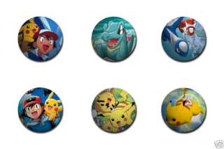 Pokemon Set of 6 Button Badges Pins  