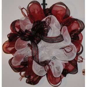  Valentines Day Wreath red and White with Red and Black Ribbon 