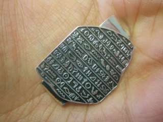  Egyptian Solid Silver Money Holder Clip of Ancient Hieroglyphics 