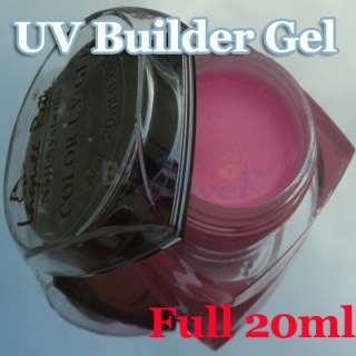 Full 20ml Nail Art Tips UV Builder Gel Solid Pink Color  