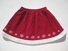 Hanna Andersson Red Corduroy Snowflake Skirt Sz 90 Girls Size 2/3 Xmas 