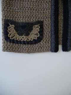   Beige Crochet Knit Cardigan SWEATER 38 Utterly Iconic Gorgeous  
