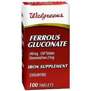   Ferrous Gluconate 240mg Iron Tablets, 100 ea 