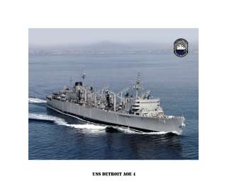USS DETROIT AOE 4 , US Naval Ship, USN Navy Photo Print  