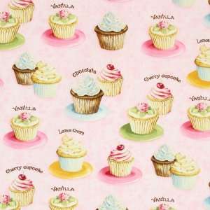  Robert Kaufman Confections Cupcakes Pink Fabric Yardage 
