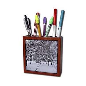 Sandy Mertens Winter Designs   Winter Scene   Tile Pen Holders 5 inch 